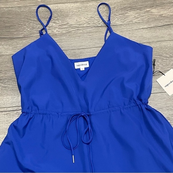 Superdown Austin Deep V Cobalt Blue Romper Sz Medium NWT - Picture 3 of 10